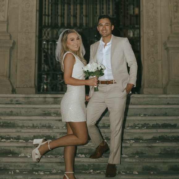 Self-Portait Ivory Sequin Boucle Mini Dress - Picture 4 of 8